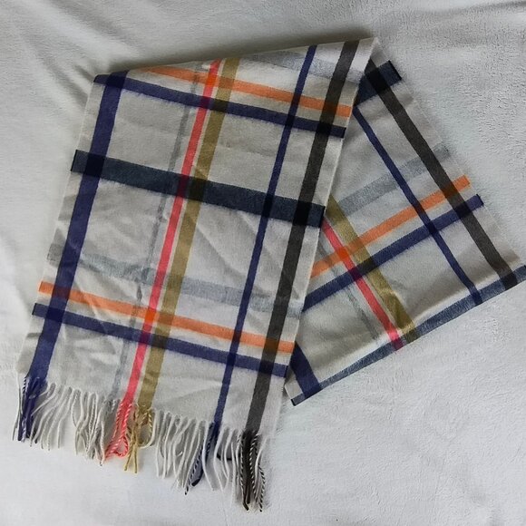 Coach Cashmere Scarf Muffler Fringe Plaid Winter - Picture 1 of 3
